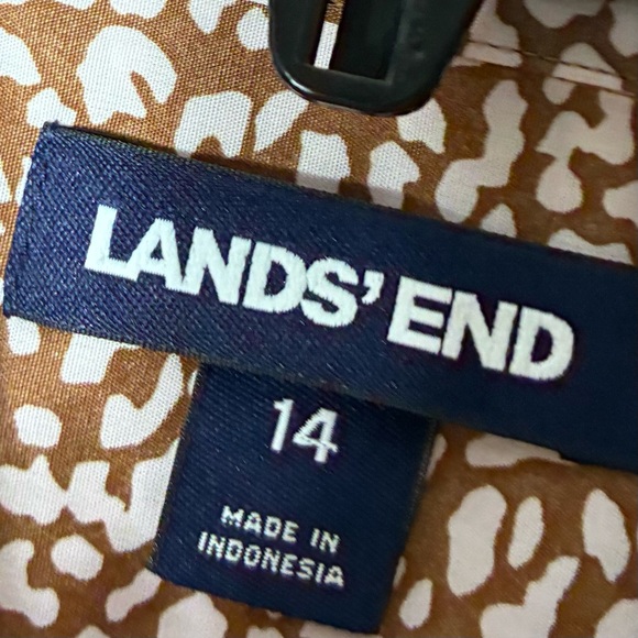 Nwot Lands End Cheetah Print No Iron Supima Button Shirt Women’s 14 Cotton - Picture 2 of 7